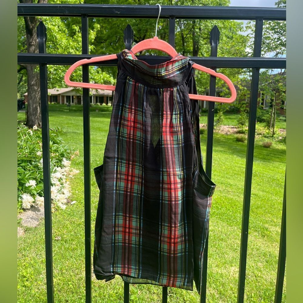 J Crew Halter Top with Neck Tie in Stewart Tartan Chiffon Blend NWT - Picture 9 of 9